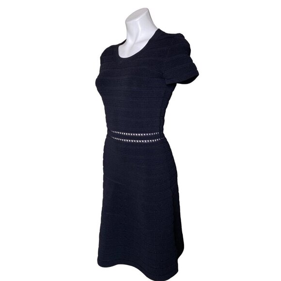 MICHAEL Michael Kors Black Fit & Flare Dress, Ribbed Cut-Out Women's Size S - Picture 8 of 11